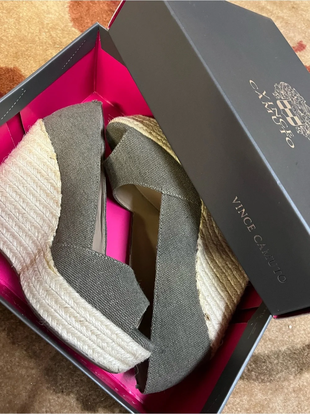 Vince Camuto Olive Espadrille Wedge Peep-Toe Sandals